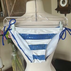 Blue and White Striped Bikini Bottom